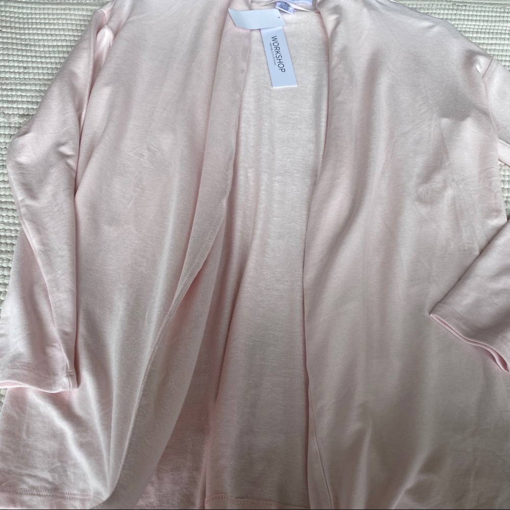 Blush Pink Waterfall Cardigan NWT M Soft Knit Open Front Spring Layer - Picture 2 of 8